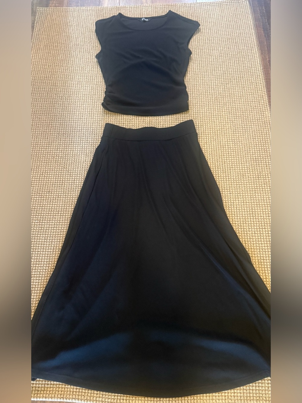 Women's Black Two-Piece Skirt Set by